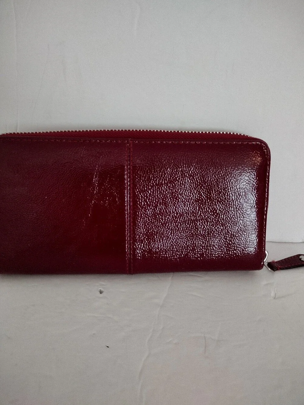 NWT Coach Ashley Pleated Patent Leather Zip Around Wallet Accordion in Red Y2K
